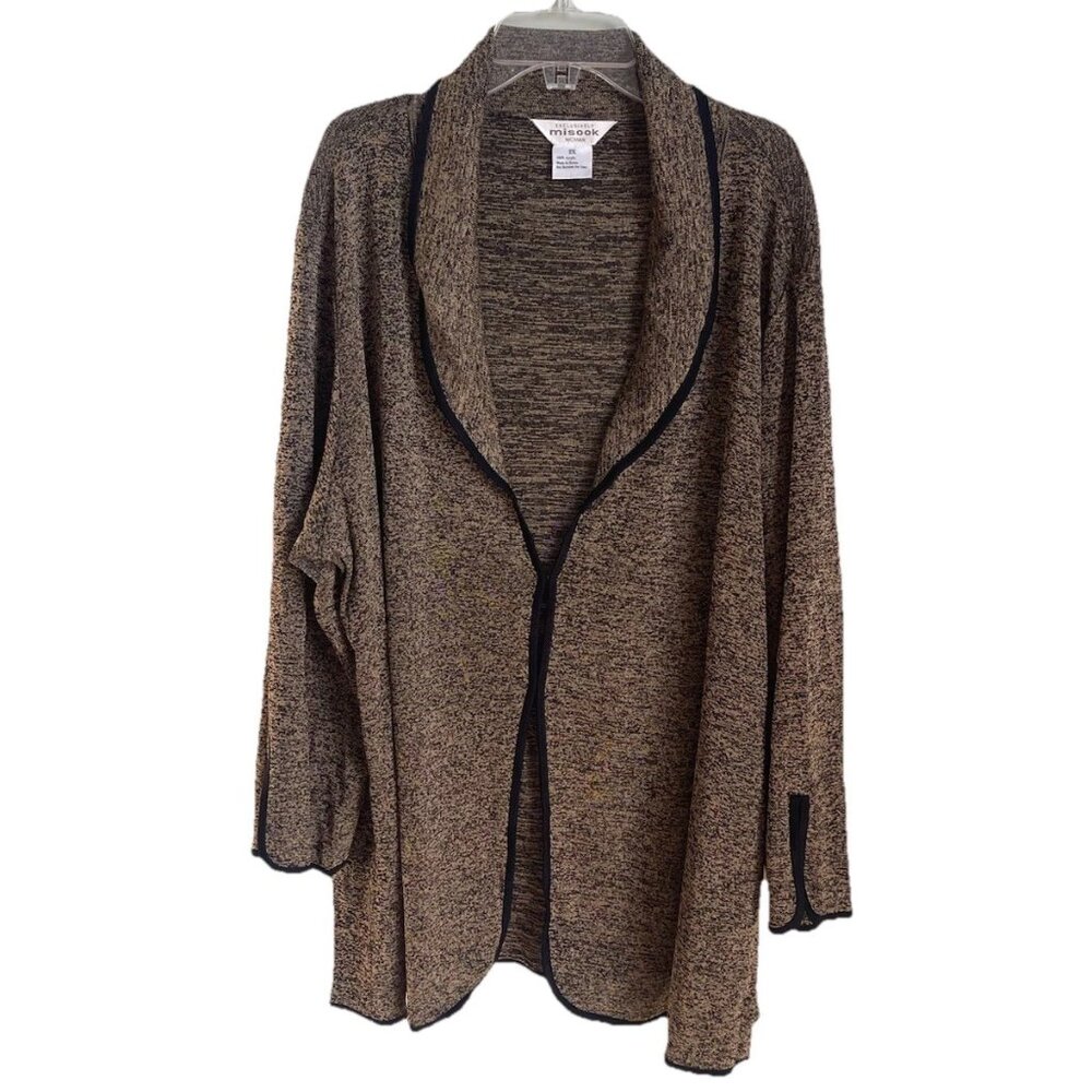 Exclusively Misook Beige Black Space Dye 3/4 Sleeve Jacket